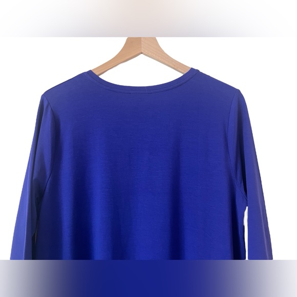 Eileen Fisher Cobalt Blue V-neck A-line Knee Length Jersey Knit Dress Size M - Picture 10 of 10